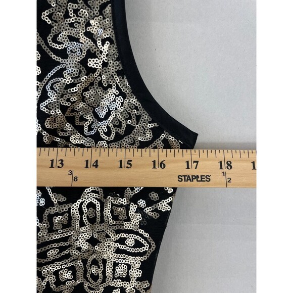 Ronni Nicole Sequin Shift Dress Women’s 6P Black Gold Sleeveless Cocktail NWT - Picture 5 of 9